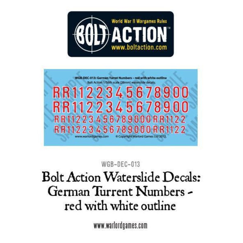 Warlord – Bolt Action: Decals – German Turret Numbers – Red with White Outline