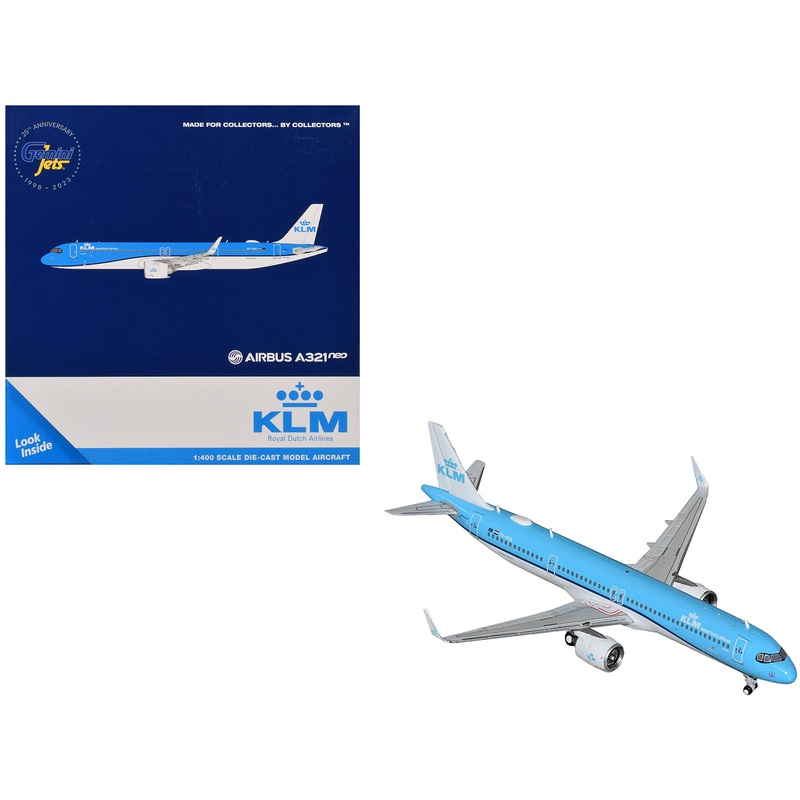 Airbus A321neo Commercial Aircraft “KLM Royal Dutch Airlines” (PH-AXA) Blue and White 1/400 Diecast Model Airplane by GeminiJets
