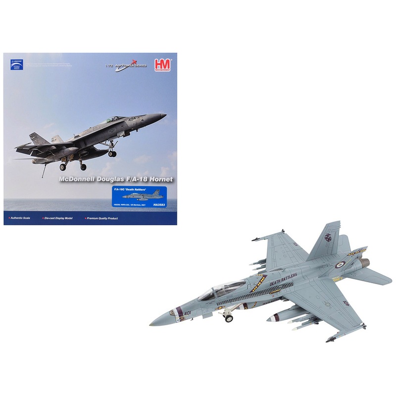 McDonnell Douglas F/A-18C Hornet Aircraft “VMFA-323 Death Rattlers” (2021) United States Marines “Air Power Series” 1/72 Diecast Model by Hobby Master