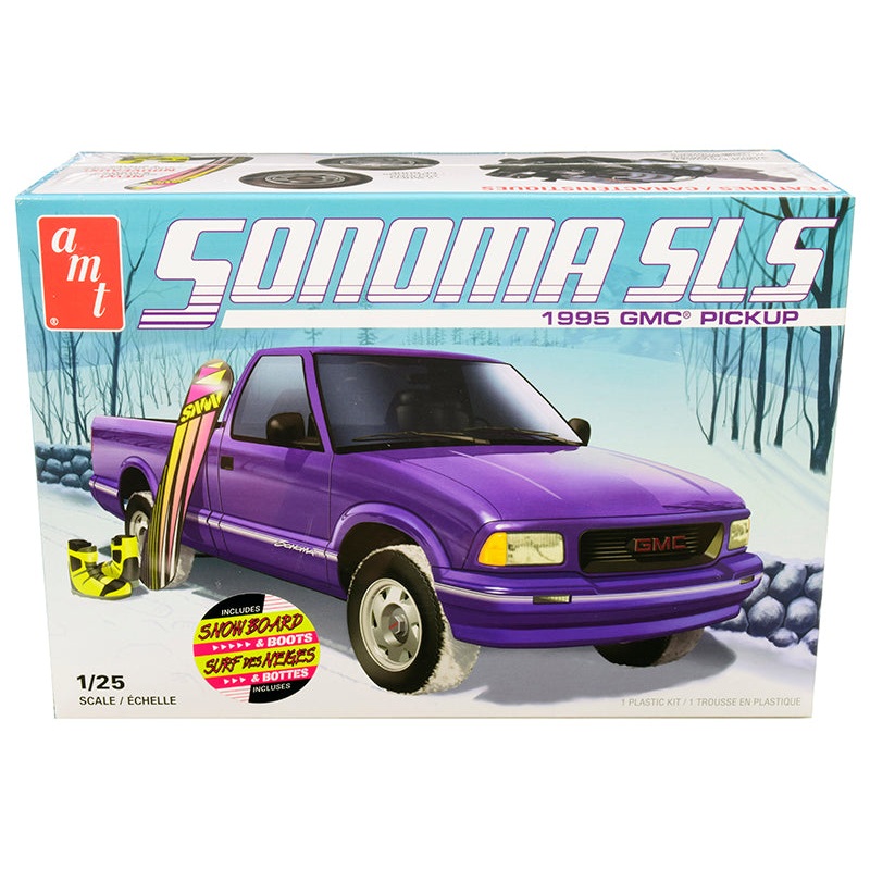 Skill 2 Model Kit 1995 GMC Sonoma SLS Pickup Truck with Snowboard and Boots 1/25 Scale Model by AMT