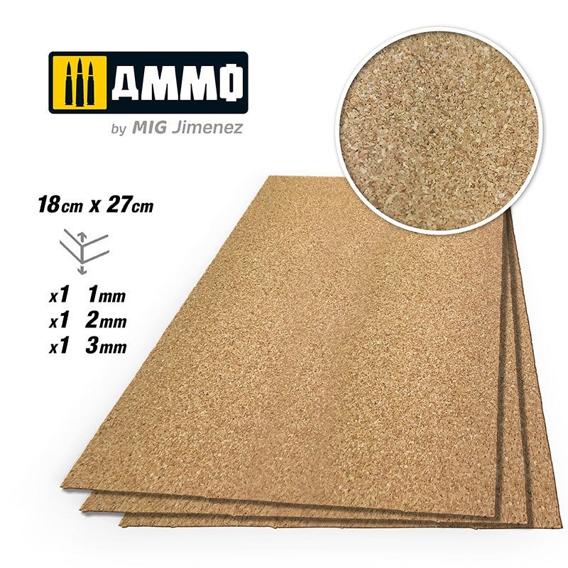 AMMO – Create Cork – Fine Grain Mix (1mm, 2mm, 3mm) 1 pcs per size