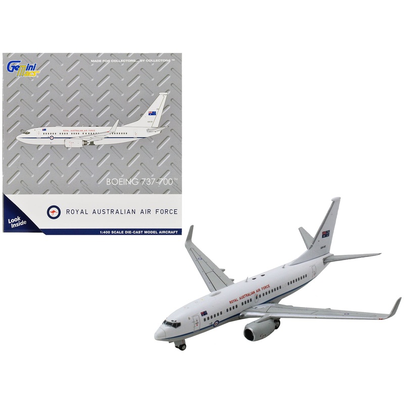 Boeing 737-700 Aircraft “Royal Australian Air Force” (A36-002) White with Blue Stripes “Gemini Macs” Series 1/400 Diecast Model Airplane by GeminiJets