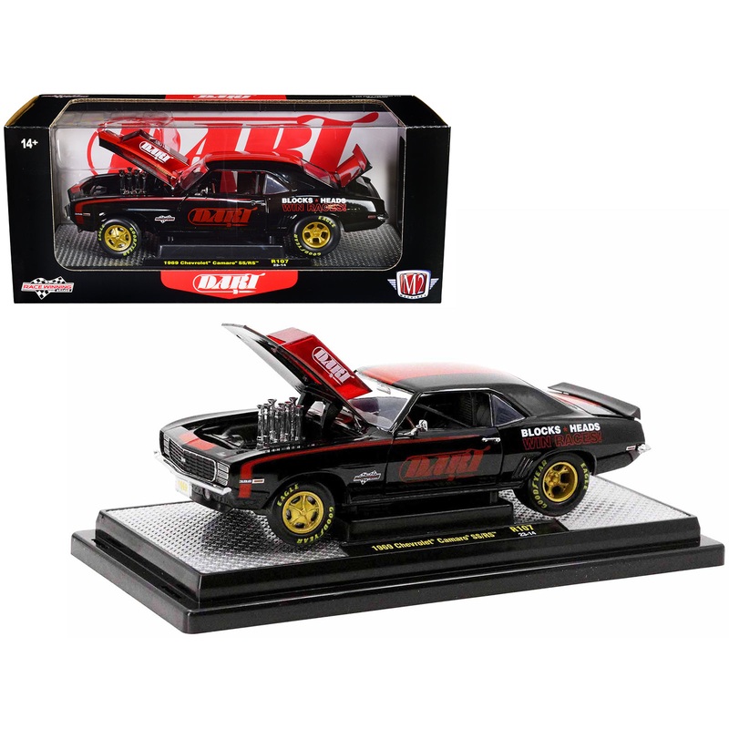 1969 Chevrolet Camaro SS 396 Black with Bright Red Stripes “Dart Machinery” Limited Edition to 5250 pieces Worldwide 1/24 Diecast Model Car by M2 Machines
