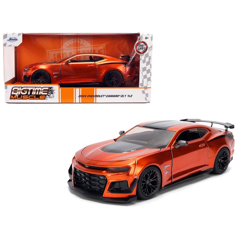 2024 Chevrolet Camaro ZL1 1LE Orange Metallic with Black Stripes “Bigtime Muscle” Series 1/24 Diecast Model Car by Jada