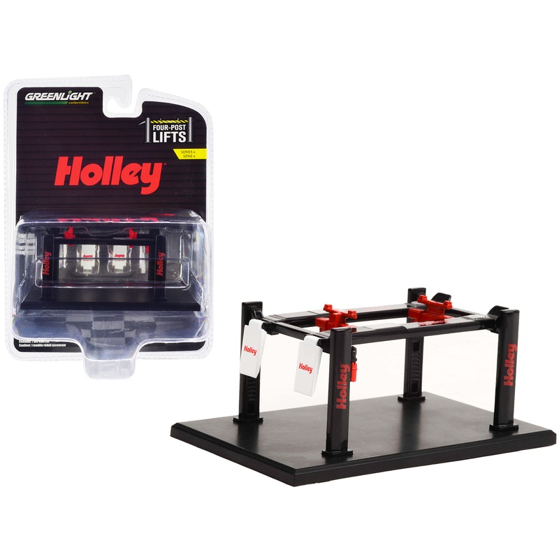 Adjustable Four-Post Lift “Holley” Black “Four-Post Lifts” Series 4 1/64 Diecast Model by Greenlight