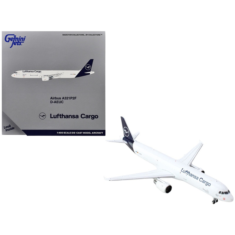 Airbus A321P2F Commercial Aircraft “Lufthansa Cargo” (D-AEUC) White with Blue Tail 1/400 Diecast Model Airplane by GeminiJets