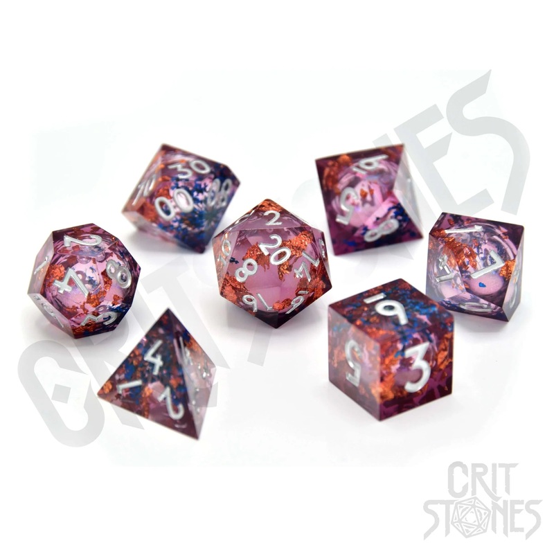CritStones –  Resin RPG Dice Set – Fey Mist (Liquid Core)