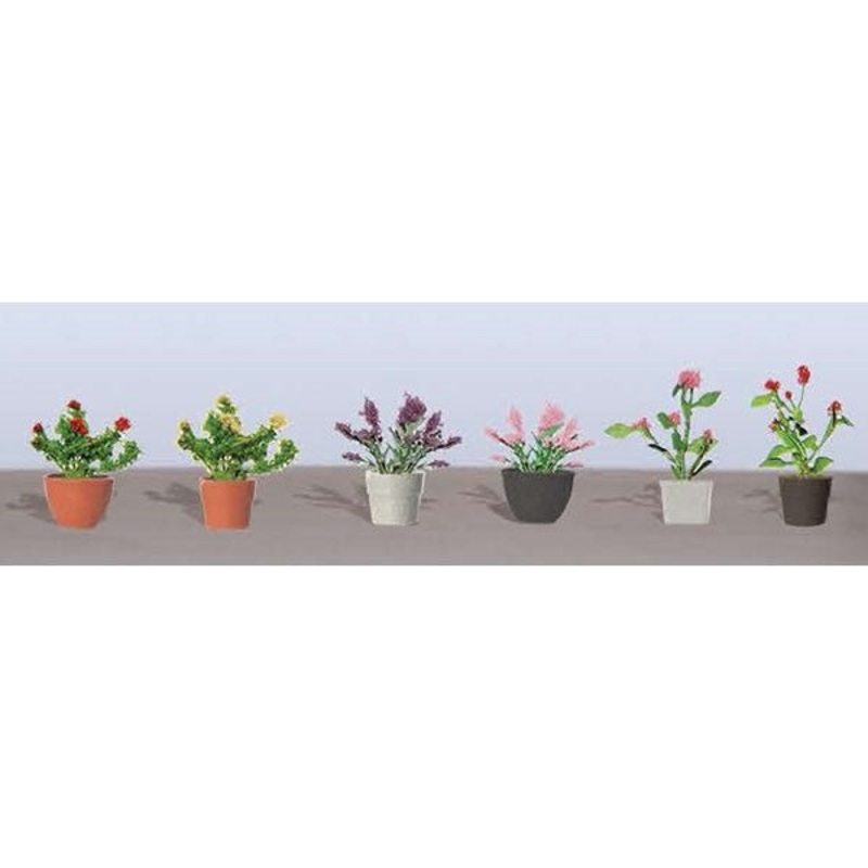 JTT Scenery Products 95565 HO, Assorted Potted Plants, Style 1, 5/8″ tall, 6 pieces per package