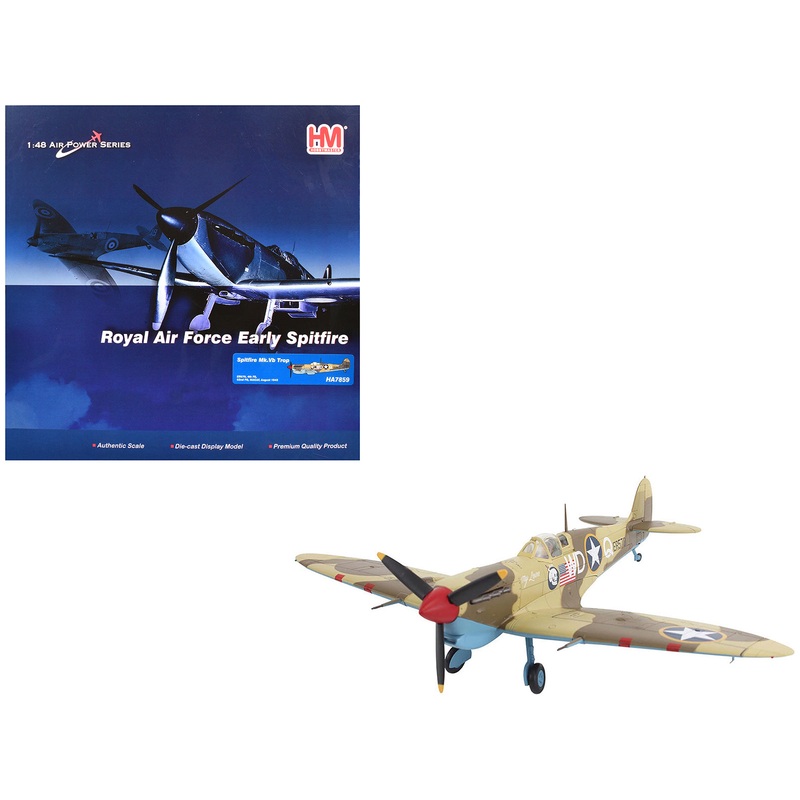 Supermarine Spitfire Mk.Vb Trop Fighter Aircraft “ER570 4th Fighter Squadron 52nd Fighter Group” (1943) Mediterranean Allied Coastal Air Force “Air Power Series” 1/48 Diecast Model by Hobby Master