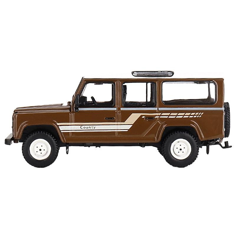 1985 Land Rover Defender 110 County Station Wagon Russet Brown with White Top Limited Edition to 1800 pieces Worldwide 1/64 Diecast Model Car by Mini GT