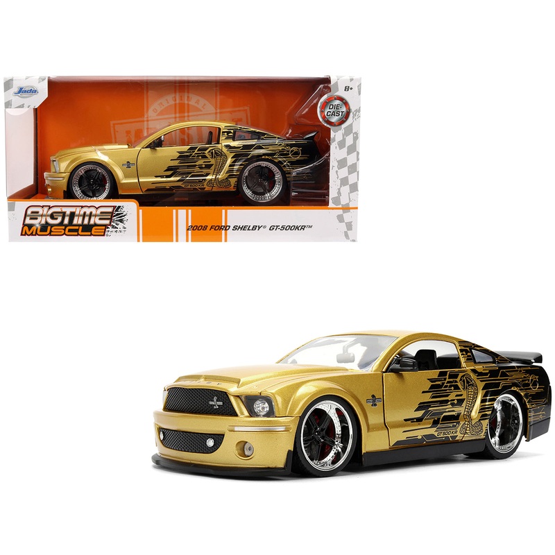 2008 Ford Shelby Mustang GT-500KR Gold Metallic and Black with Graphics “Bigtime Muscle” Series 1/24 Diecast Model Car by Jada
