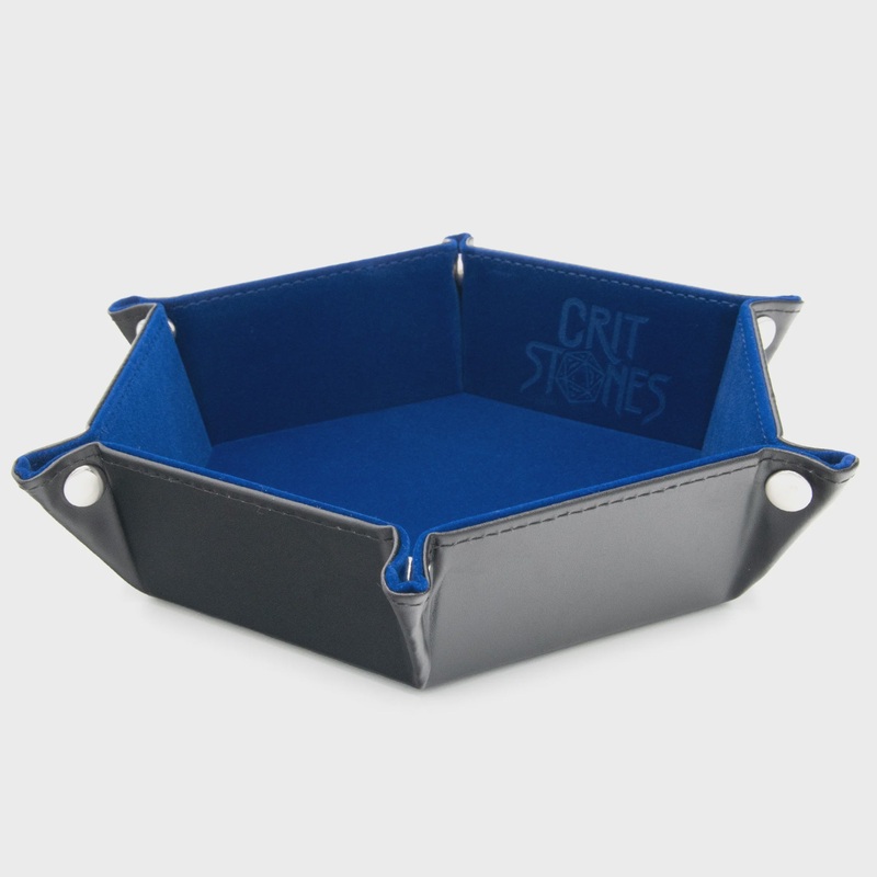 CritStones – Hexagonal Foldable Dice Tray – Blue