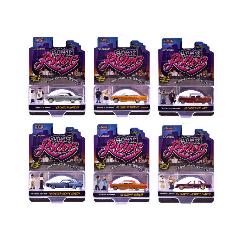 “Homie Rollerz” 2025 Series 1 Set of 6 Pieces Diecast Model Cars by Greenlight and DGA