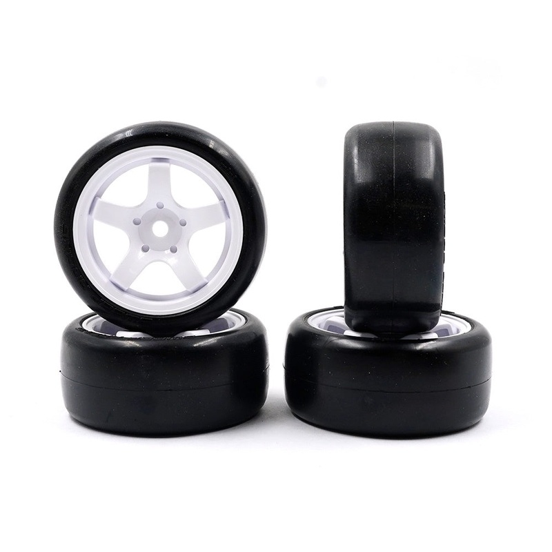 Sweep Racing – Pre-Glued 32Degree D High-End Compound Tires 4 pcs w/ White Rim For 1/10 M-Chassis