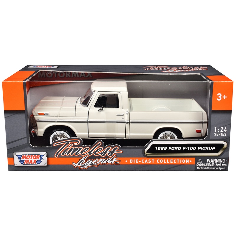 1969 Ford F-100 Pickup Truck Cream “Timeless Legends” Series 1/24 Diecast Model Car by Motormax