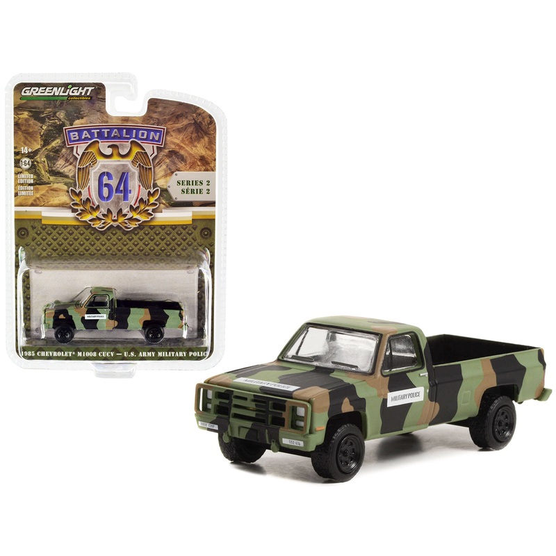 1985 Chevrolet M1008 CUCV Pickup Truck Camouflage “U.S. Army Military Police” “Battalion 64” Release 2 1/64 Diecast Model Car by Greenlight