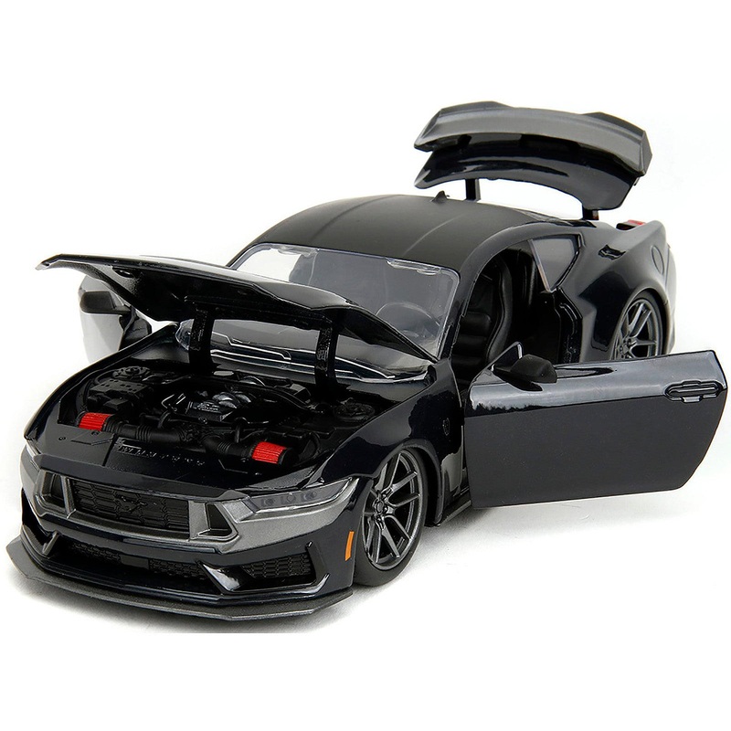 2024 Ford Mustang Dark House Black Metallic with Matt Black Hood and Top “Bigtime Muscle” Series 1/24 Diecast Model Car by Jada