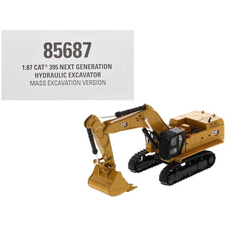 CAT Caterpillar 395 Next-Generation Hydraulic Excavator (Mass Excavation Version) Yellow “High Line Series” 1/87 (HO) Scale Diecast Model by Diecast Masters