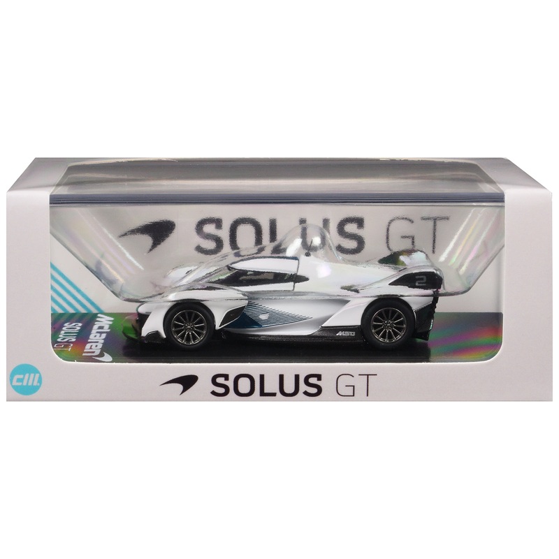 McLaren Solus GT White with Blue Stripes 1/64 Diecast Model Car by CM Model