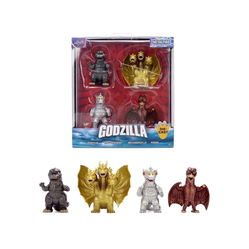 Set of 4 Diecast Figures “Godzilla” Franchise “Metalfigs” Series by Jada