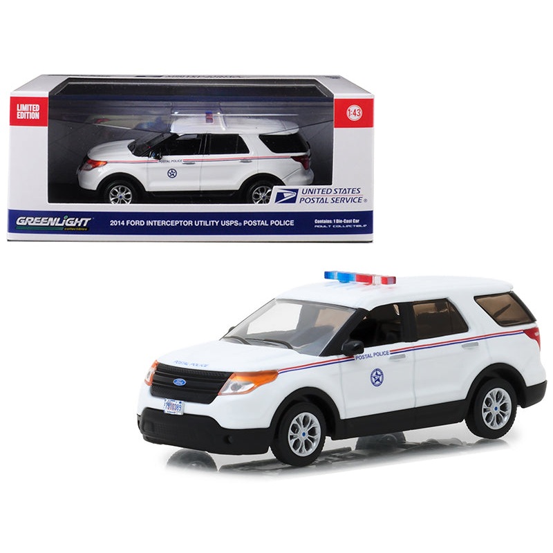 2014 Ford Interceptor Utility Postal Police “United States Postal Service” (USPS) White 1/43 Diecast Model Car by Greenlight