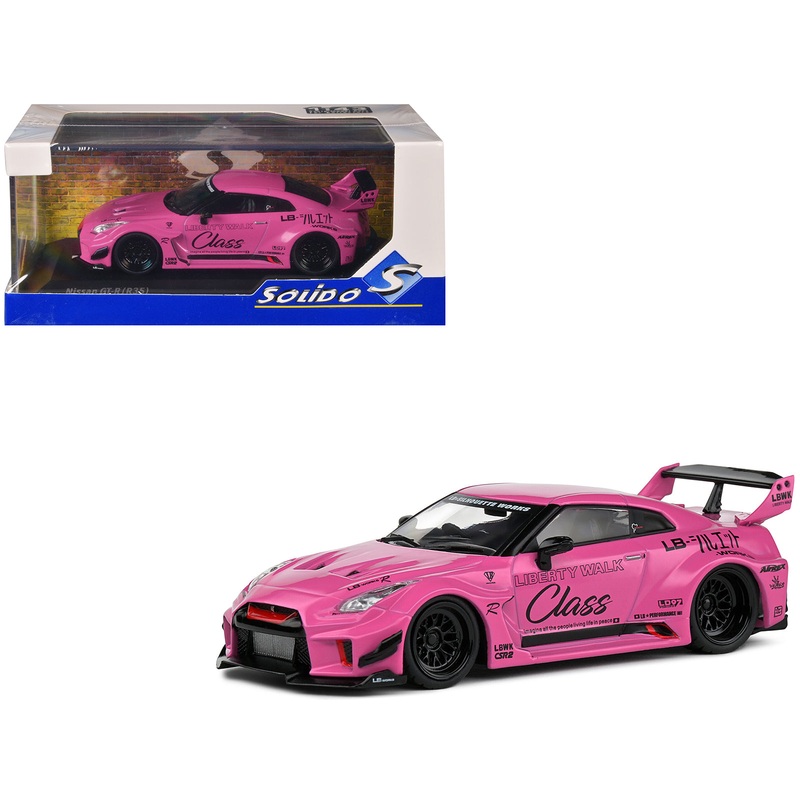 2019 Nissan GT-R (R35) LB-Silhouette Works RHD (Right Hand Drive) Pink with Graphics 1/43 Diecast Model Car by Solido
