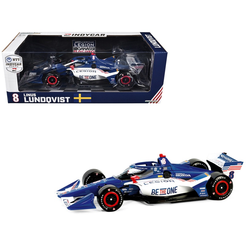 Dallara IndyCar #8 Linus Lundqvist “The American Legion” Chip Ganassi Racing (Road Course Configuration) “NTT IndyCar Series” (2024) 1/18 Diecast Model Car by Greenlight