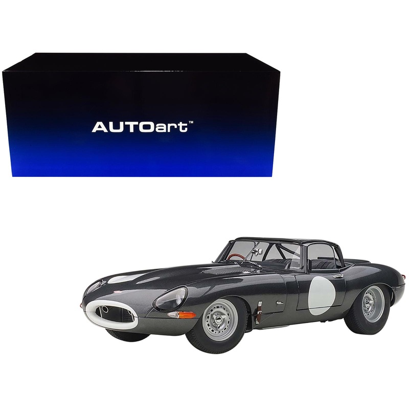 Jaguar Lightweight E Type Roadster RHD (Right Hand Drive) Dark Gray 1/18 Model Car by Autoart