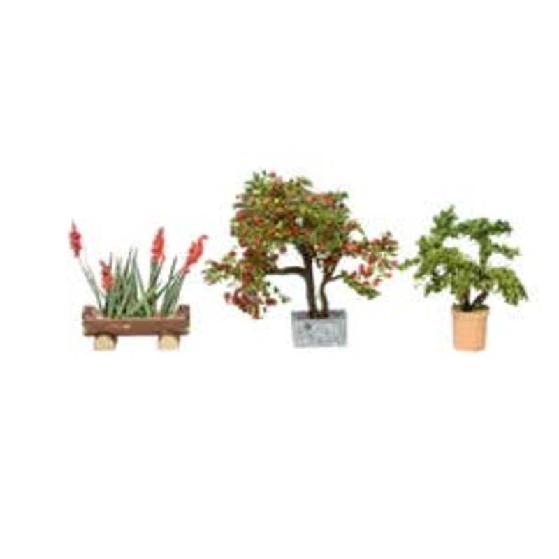NOCH 14020  HO Ornamental Plants in Tubs – 3 Flower tubs