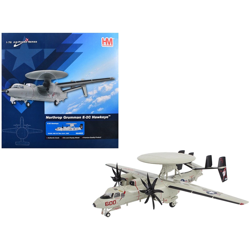 Northrop Grumman E-2C Hawkeye Aircraft “165300 VAW-124 Bear Aces” (2009) United States Navy “Air Power Series” 1/72 Diecast Model by Hobby Master