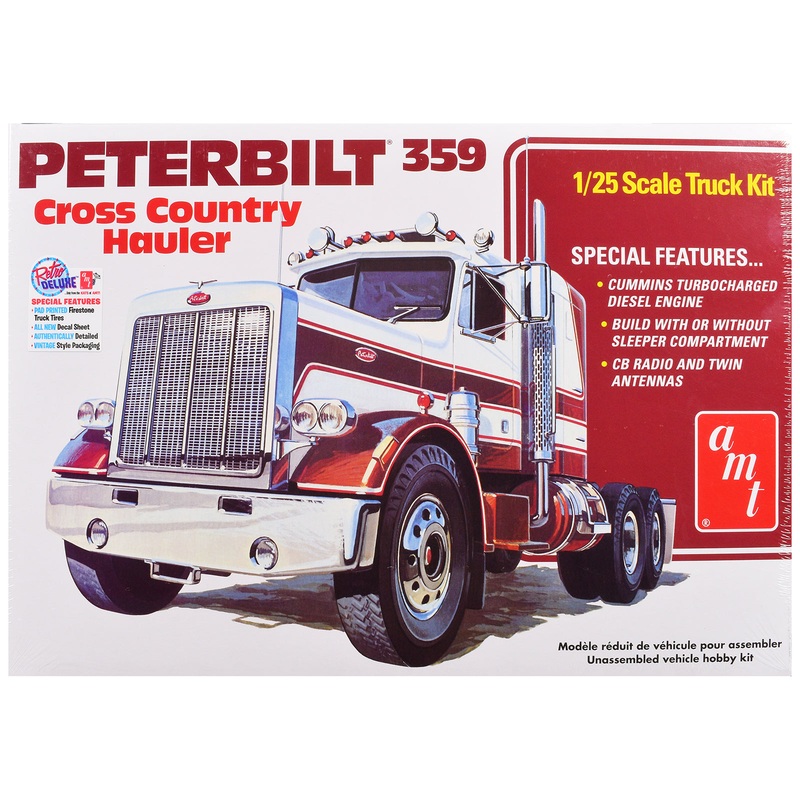 Skill 3 Model Kit Peterbilt 359 “Cross Country Hauler” 1/25 Scale Model by AMT