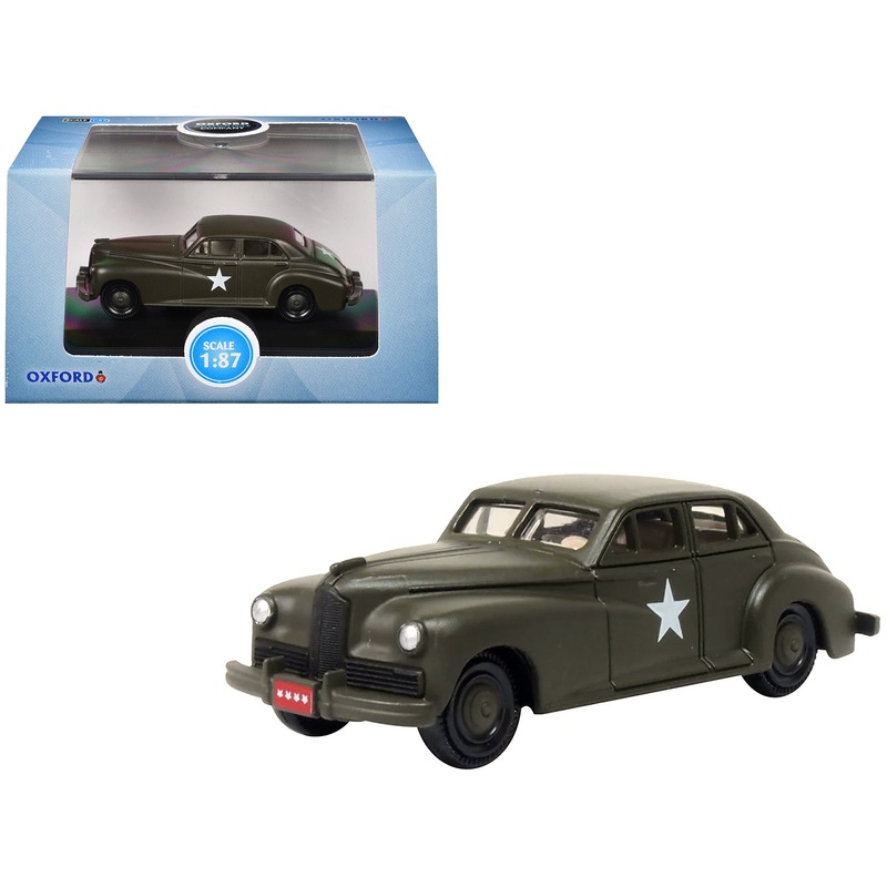 1942 Packard Clipper Touring Sedan “US Army Staff Car” Olive Drab 1/87 (HO) Scale Diecast Model Car by Oxford Diecast