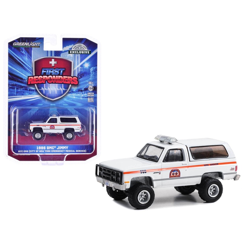 1986 GMC Jimmy White with Orange Stripes “NYC EMS (City of New York Emergency Medical Service) Patrol Supervisor” “First Responders – Hobby Exclusive” Series 1/64 Diecast Model Car by Greenlight