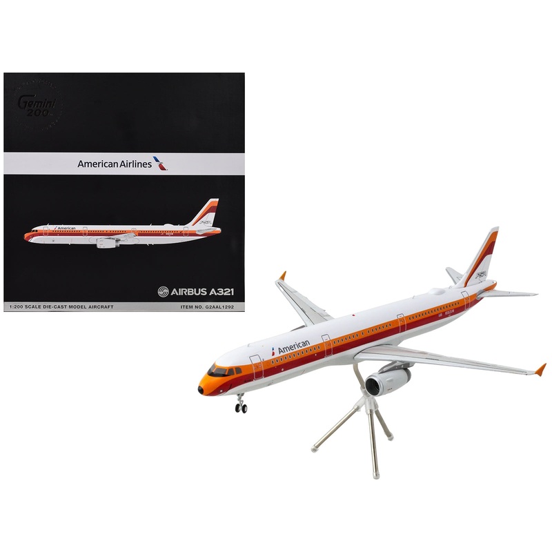 Airbus A321 Commercial Aircraft “American Airlines – PSA” (N582UW) White with Red and Orange Stripes “Gemini 200” Series 1/200 Diecast Model Airplane by GeminiJets