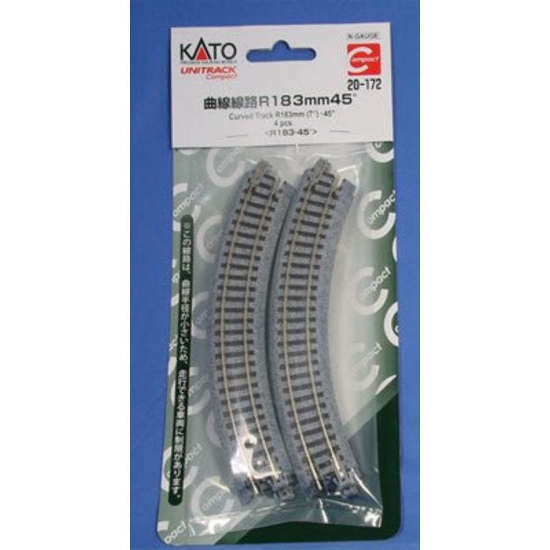 Kato 20-172 N Unitrack 7″ (183mm) Radius Curve 45 Degree (4 Pieces)
