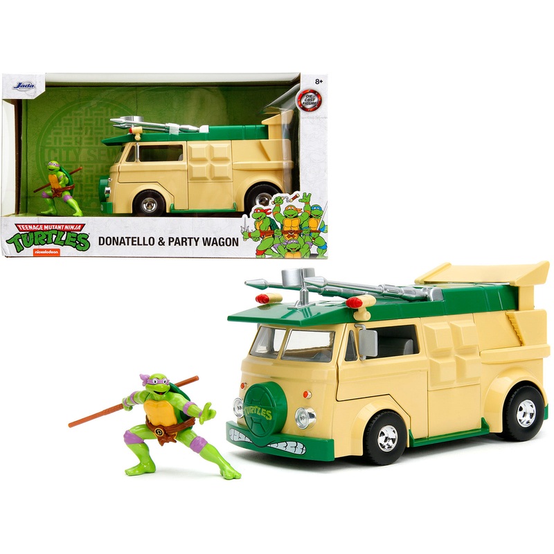 Party Wagon Green and Beige and Donatello Diecast Figure “Teenage Mutant Ninja Turtles” “Hollywood Rides” Series Diecast Model by Jada