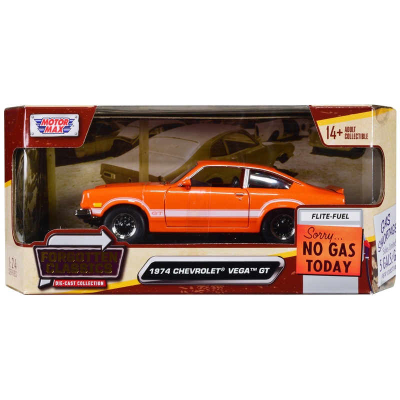 1974 Chevrolet Vega GT Orange Metallic with White Stripes “Forgotten Classics” Series 1/24 Diecast Model Car by Motormax