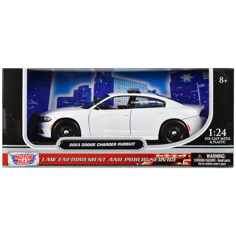 2023 Dodge Charger Pursuit Police Car Plain White “Law Enforcement and Public Service” Series 1/24 Diecast Model Car by Motormax