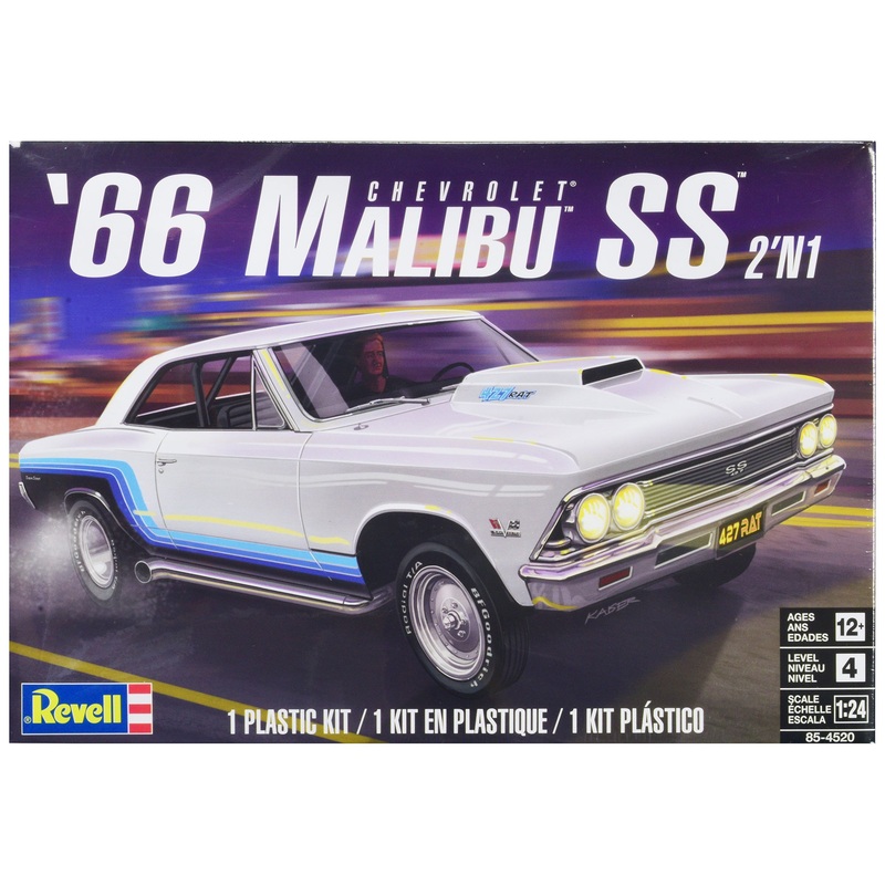 Level 4 Model Kit 1966 Chevrolet Malibu SS 2-in-1 Kit 1/24 Scale Model by Revell