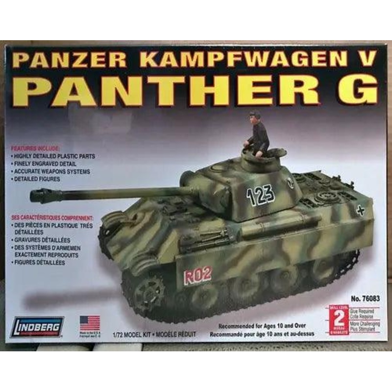 Lindberg German Panther G Tank 1:72 Scale Model Kit