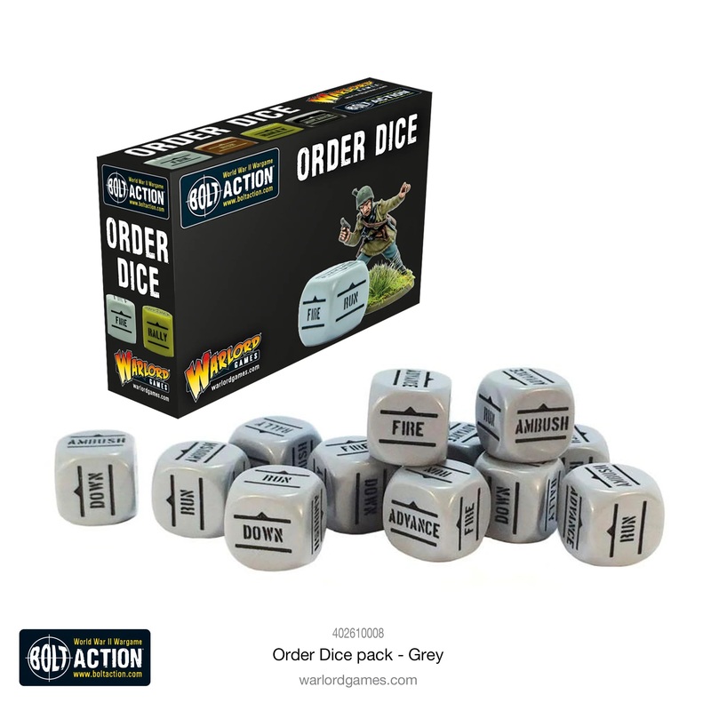 Warlord – Bolt Action Orders Dice – Grey (12 Boxed)
