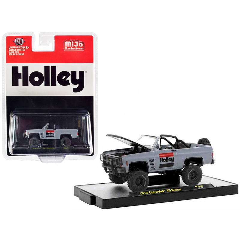 1973 Chevrolet K5 Blazer Open Top “Holley” Gray with Black Hood Limited Edition to 6600 pieces Worldwide 1/64 Diecast Model Car by M2 Machines