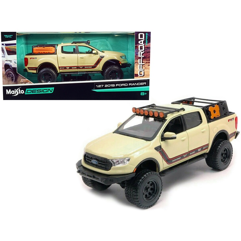 2019 Ford Ranger Lariat FX4 Pickup Truck Sand Tan with Stripes “Off Road” Series 1/27 Diecast Model Car by Maisto