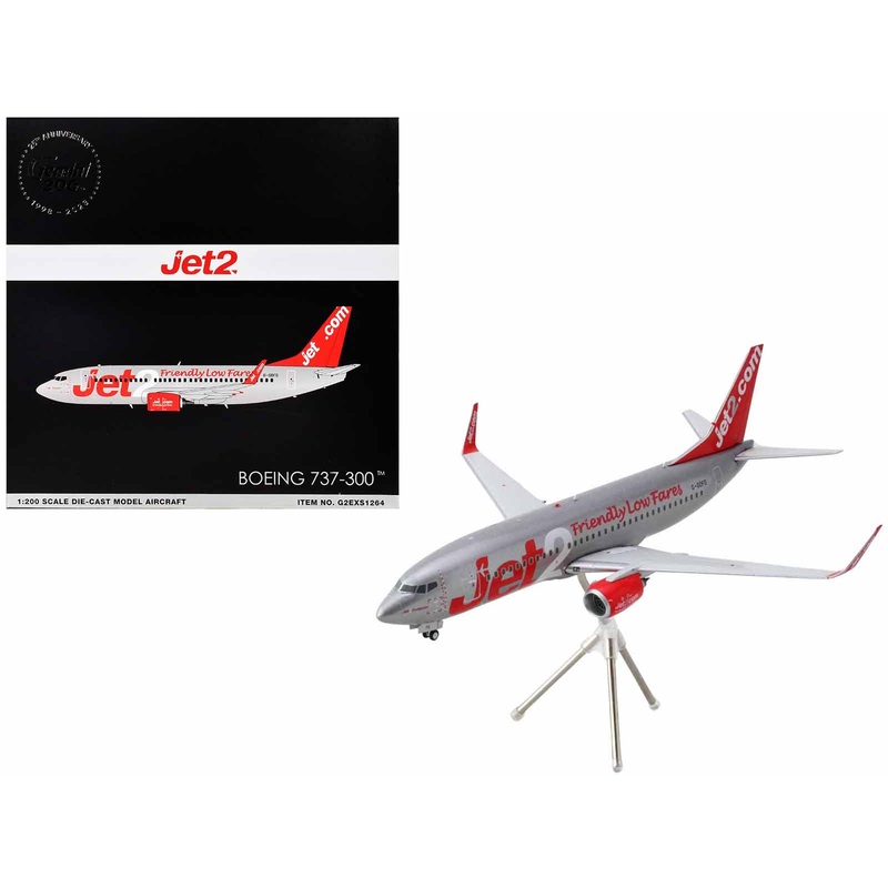 Boeing 737-300 Commercial Aircraft “Jet2” (G-GDFG) Gray Metallic with Red Tail “Gemini 200” Series 1/200 Diecast Model Airplane by GeminiJets