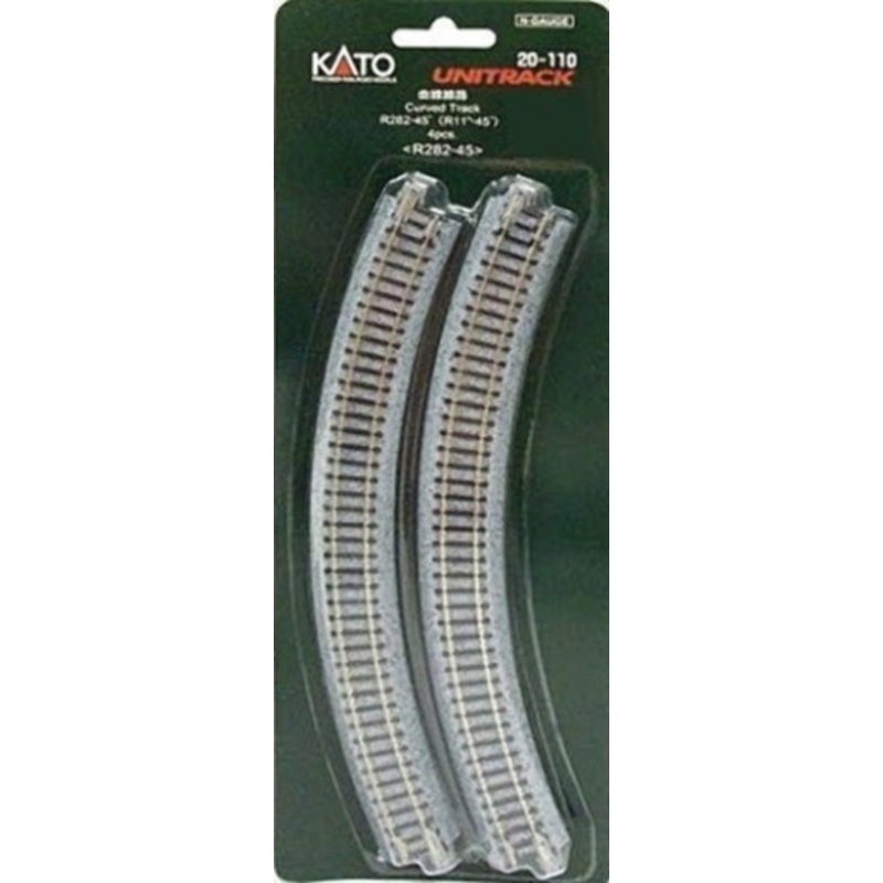 Kato 20-110 N Scale Unitrack, 282mm 11″ Radius 45-Degree Curve Track (4)