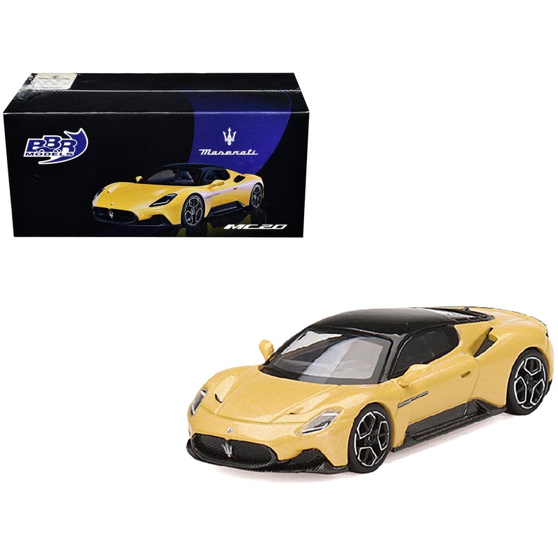 Maserati MC20 Giallo Genio Yellow with Black Top 1/64 Diecast Model Car by BBR