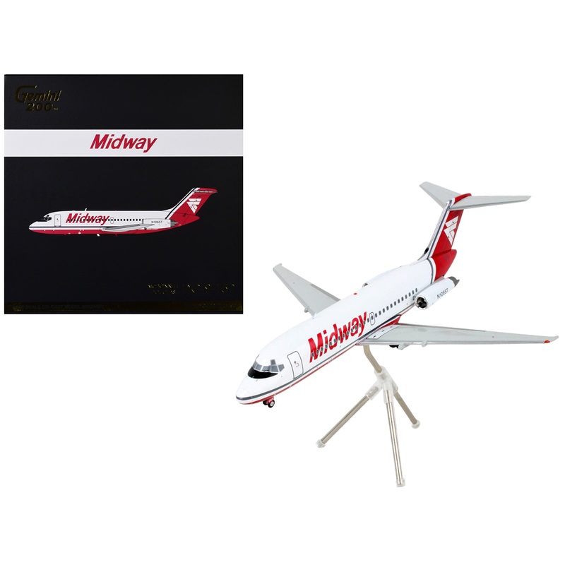 McDonnell Douglas DC-9-15 Commercial Aircraft “Midway Airlines” White with Red Tail “Gemini 200” Series 1/200 Diecast Model Airplane by GeminiJets