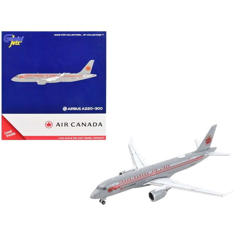 Airbus A220-300 Commercial Aircraft “Trans-Canada Air Lines – Air Canada” Gray with Red Stripes 1/400 Diecast Model Airplane by GeminiJets