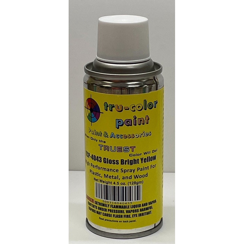 Tru Color TCP-4043 Gloss Bright Yellow, Spray Can, 4.5 ounce, Plastic, Metal and Wood