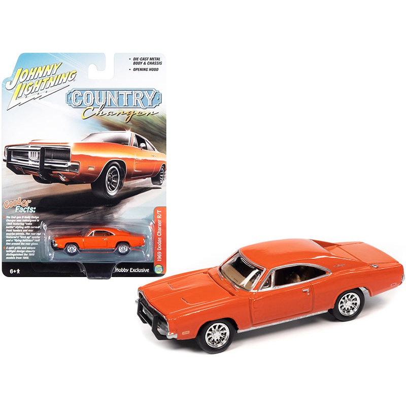 1969 Dodge Charger R/T Orange “Country Charger” 1/64 Diecast Model Car by Johnny Lightning